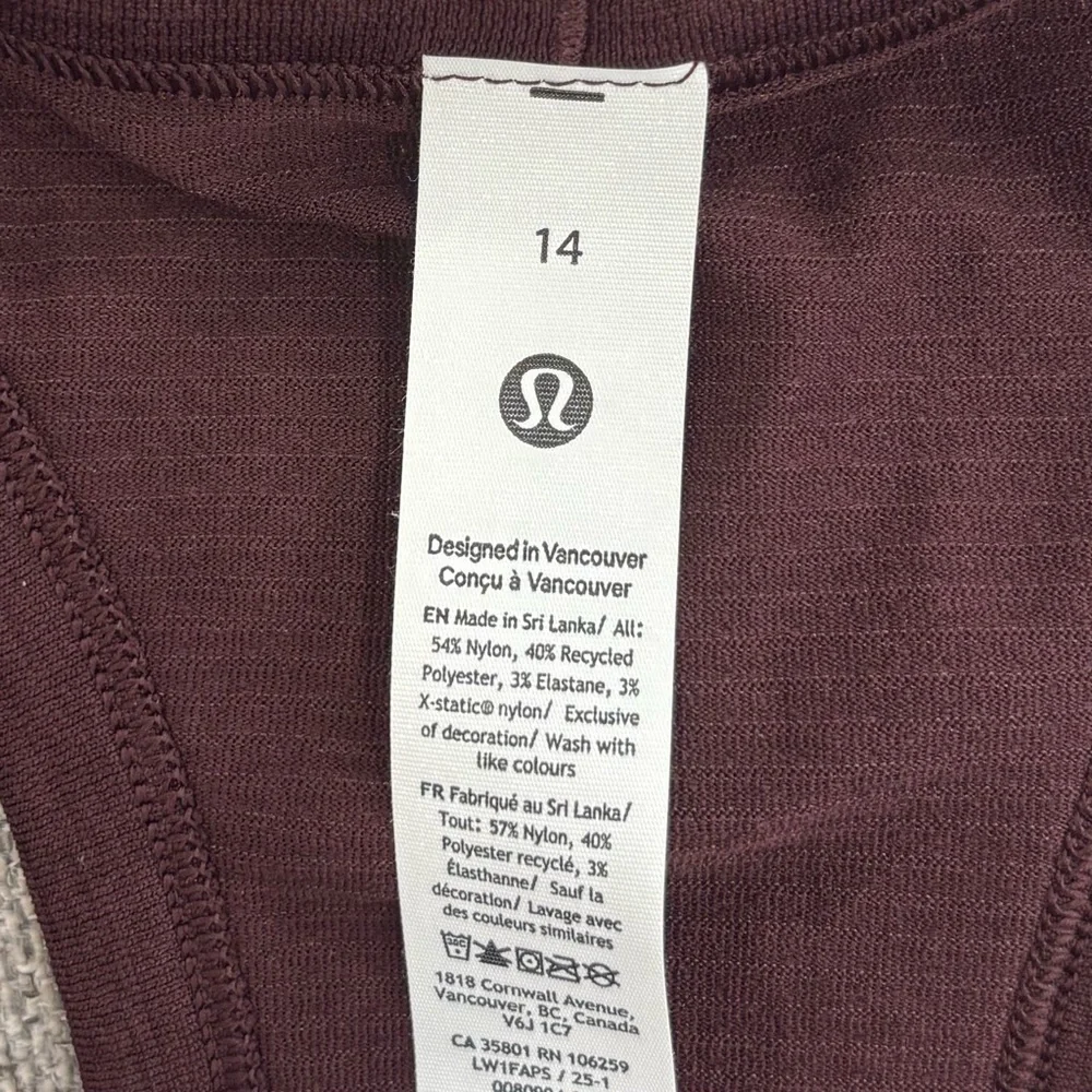 NWT Lululemon Swiftly Tech Cropped Racerback Tank Top In Goodnight Plum Size 14 - Picture 4 of 6
